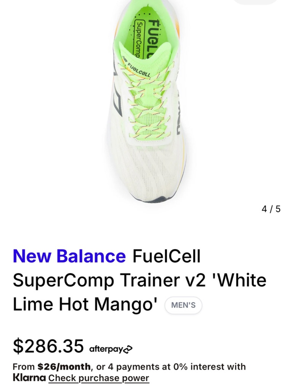 New Balance White Trainer with Lime and Mango Accents